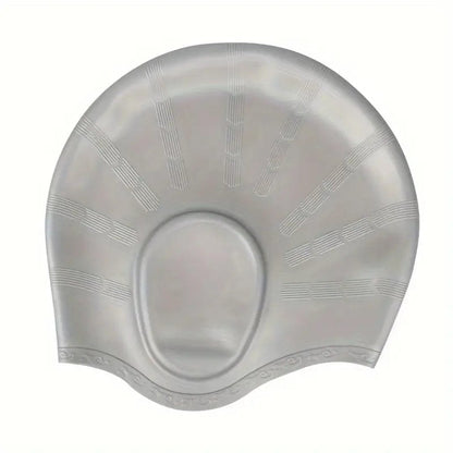 Silicone Swim Cap with Ear Pockets for Long Hair Protection – Waterproof Pool Cap for Women Men Kids Competitive Training Lap Swimming