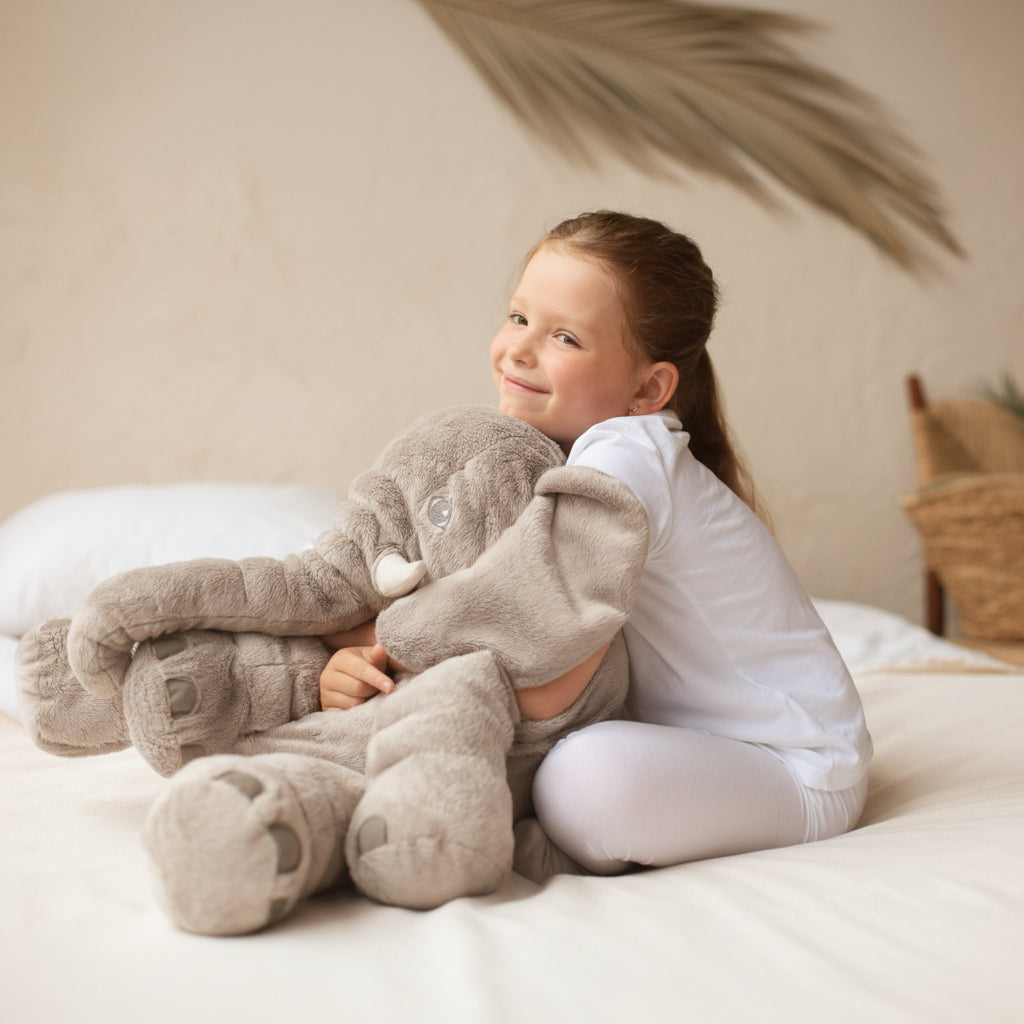 Stuffed Elephant Cuddle Buddy 15.7 Inch Nursery Pillow Kids Bedroom Decor Squishy Animal Companion for Toddlers Babies Crib Nap Time Soft Hu