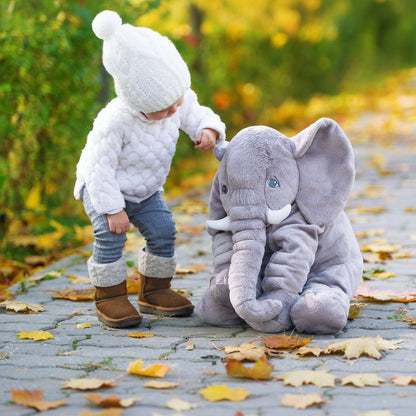 Stuffed Elephant Cuddle Buddy 15.7 Inch Nursery Pillow Kids Bedroom Decor Squishy Animal Companion for Toddlers Babies Crib Nap Time Soft Hu