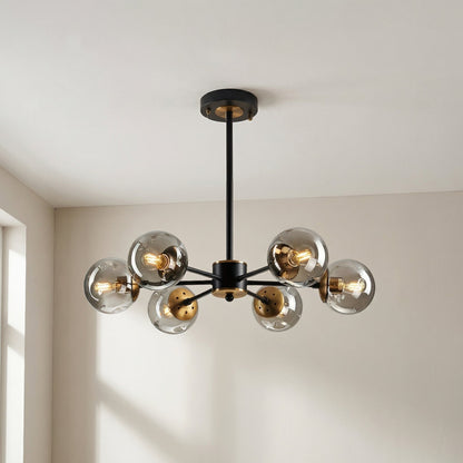 Glass Globe Chandelier Modern Multi-Light Fixture for Dining Room Living Room Bedroom Iron Frame E26 Base 6 8 12 16 Lights