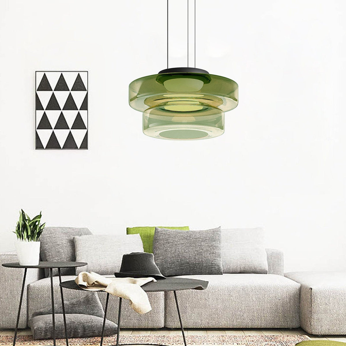Geometric Tiered Glass Overhead Fixture 12W LED Ambient Lighting Dining Kitchen Island Adjustable Suspension Cord Architectural Style