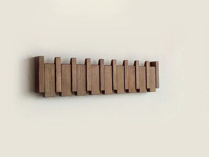 Wall-Mounted Wooden Coat Rack with Flip-Up Hooks for Entryway Hallway Bedroom Office Foyer Storage Organizer