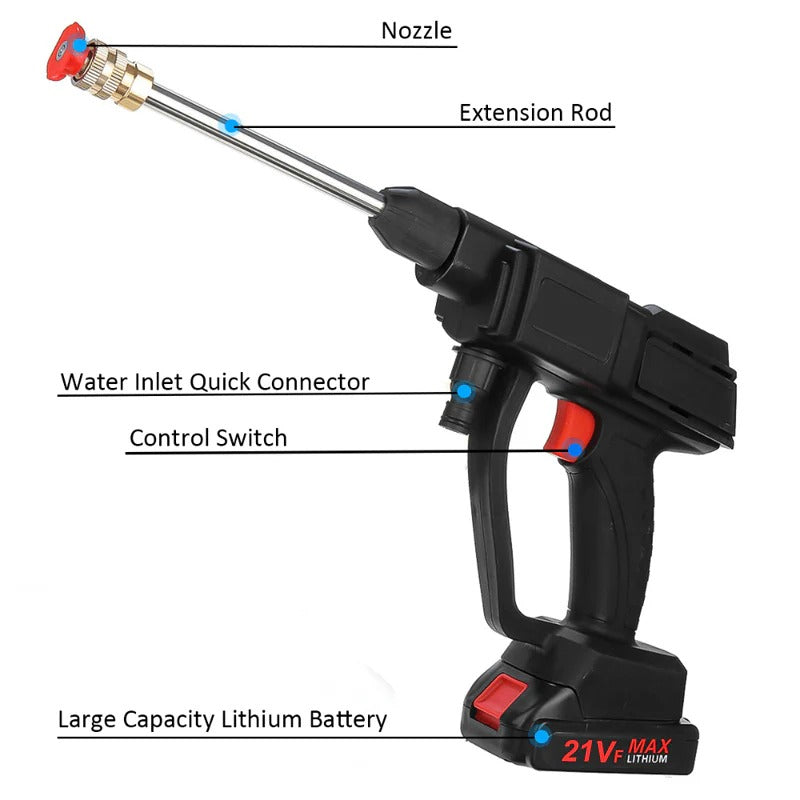 Rechargeable Pressure Washer with Dual Battery Pack for Cars, Patios & Outdoor Cleaning – Portable Cordless Spray Gun