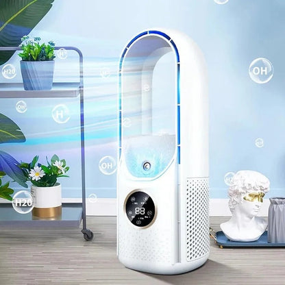 Whisper-Quiet Tower Cooler for Desk & Bedroom White Blue Personal Space Fan for Home Office Apartment