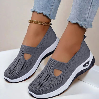 Women's Cushioned Slip-On Walking Shoes – Breathable Mesh Upper, Orthopedic Footbed, Anti-Skid Rubber Sole for All-Day Comfort & Stability