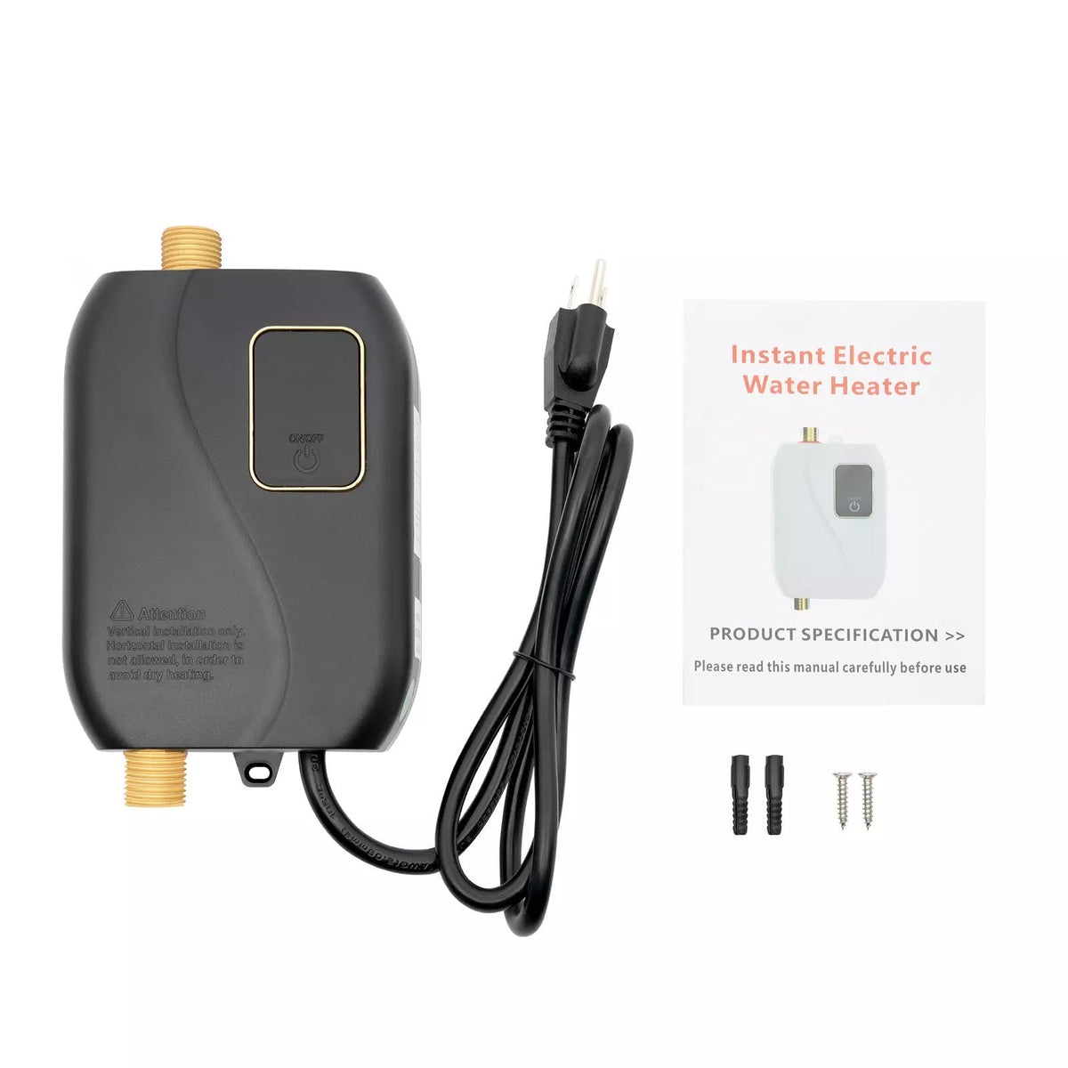 Chauffe-eau électrique instantané, chauffe-eau à eau chaude instantanée avec écran LED, chauffe-eau compact pour sous évier