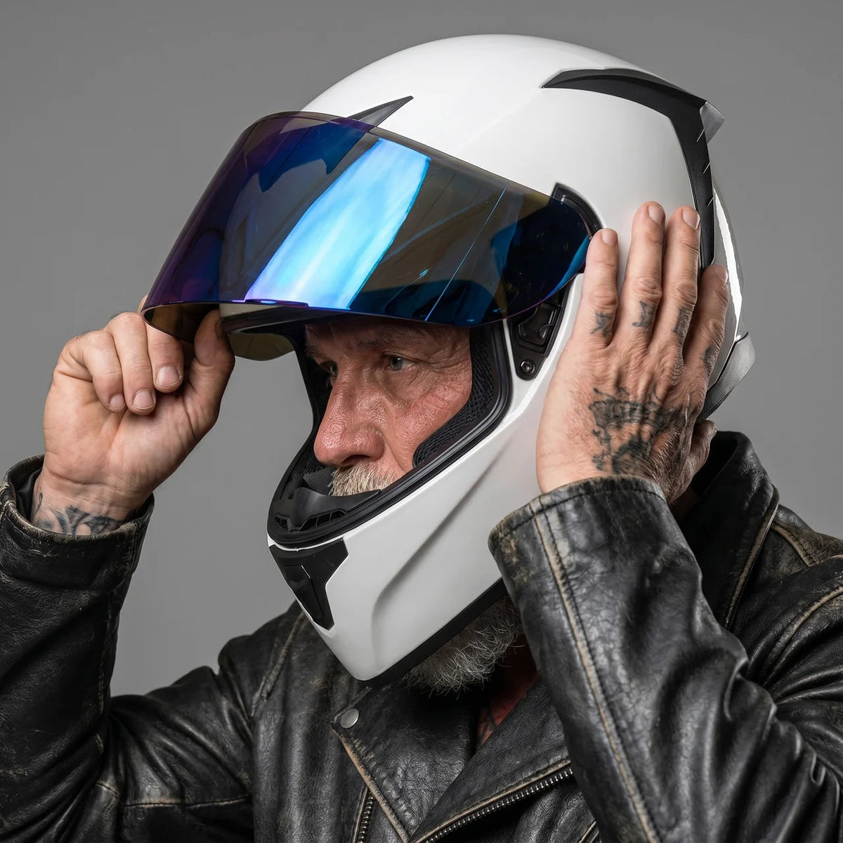 Série Racing | Casque de moto avec visière teintée bleue | Conception intégrale pour le confort et le style
