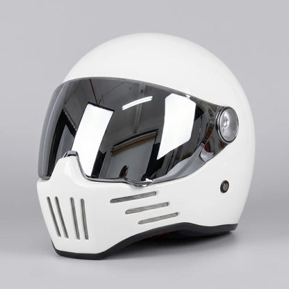 Retro Full-Face Helmet with Mirror-Style Visor for Bold Riding Style