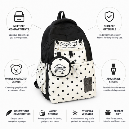 Character-Themed Multi-Pocket Kids Backpack