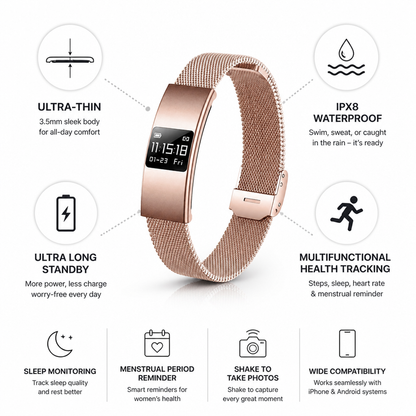 Ultra-Thin IPX8 Health-Tracking Smartwatch