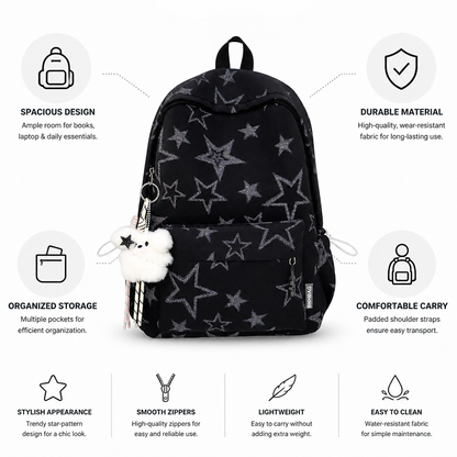 Durable Star-Patterned School Backpack