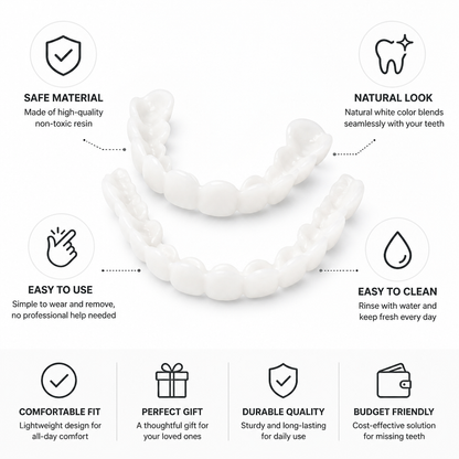 Easy-Clean Removable Upper & Lower Denture Set (2 Pieces)