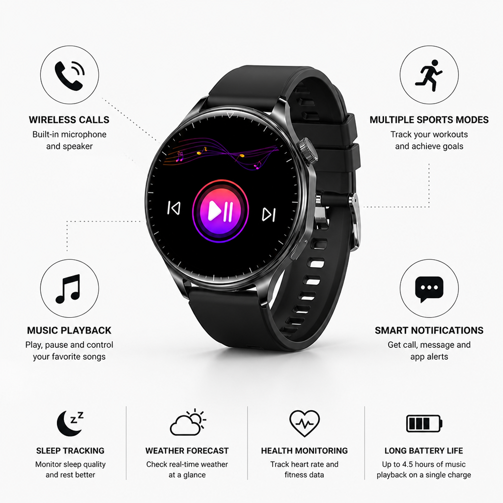 AMOLED HD Bluetooth Call Multi-Sport Smart Watch