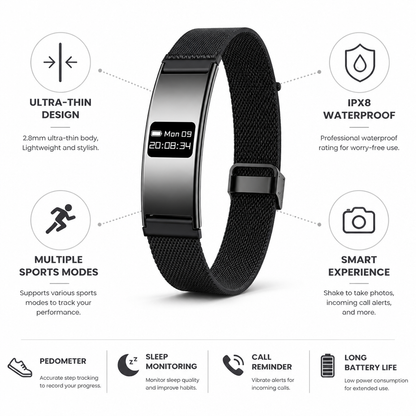 Ultra-Thin IPX8 Waterproof Fitness Tracking Smartwatch