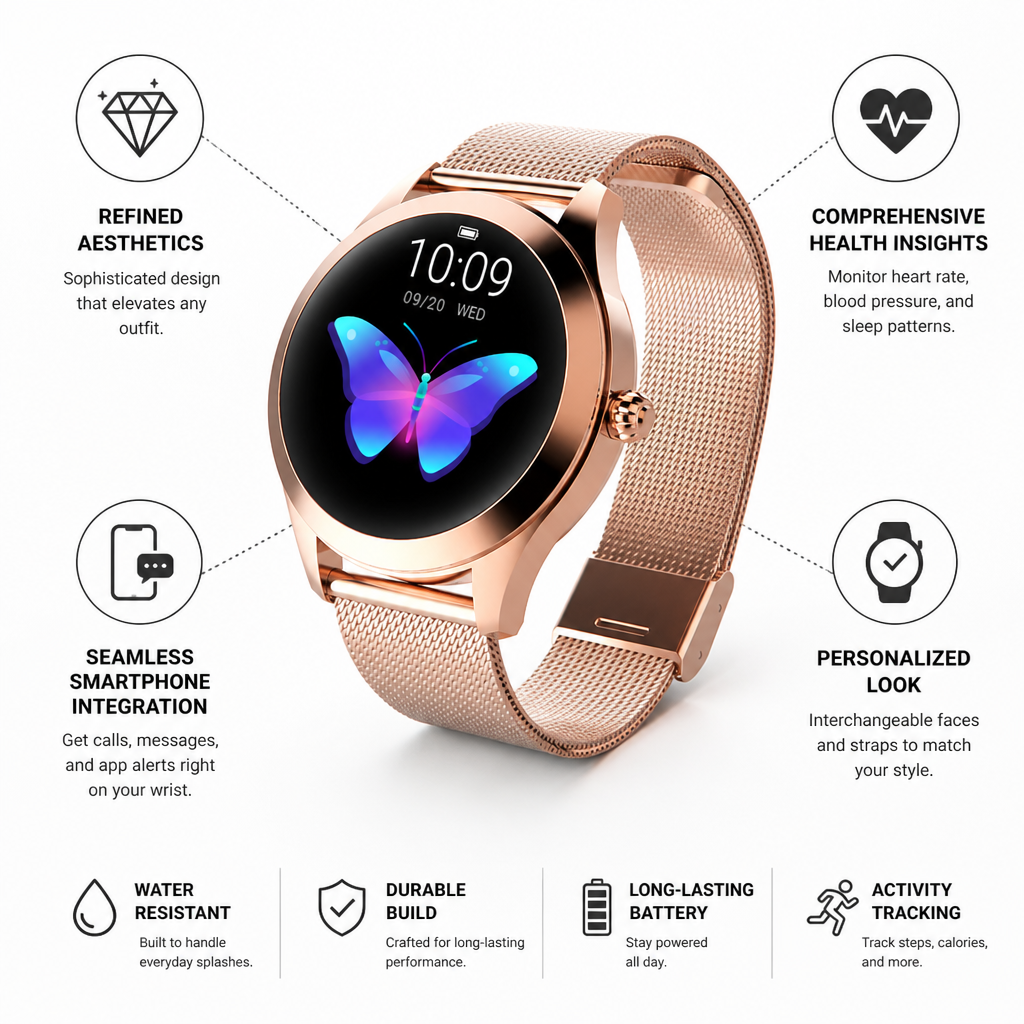 Polished Metal Health-Tracking Smartwatch