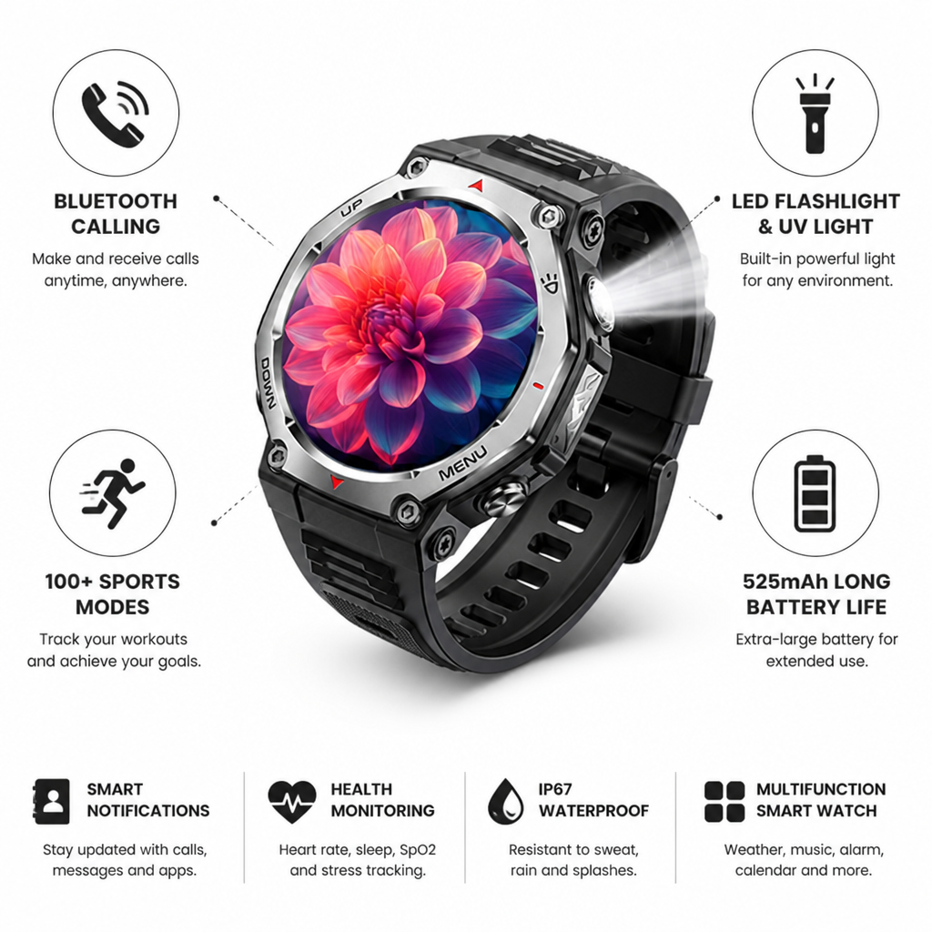 1.43-Inch HD Touchscreen Bluetooth Calling Smartwatch
