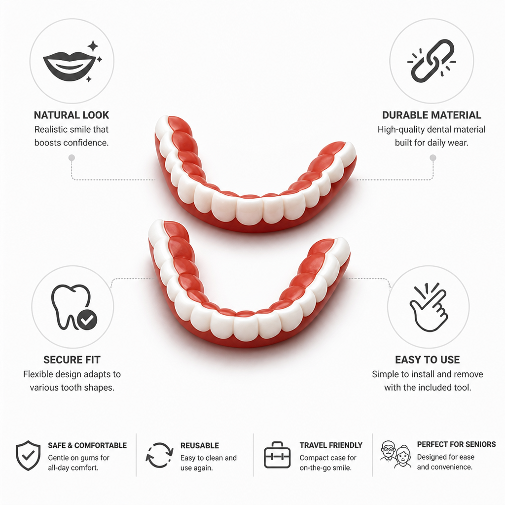 Flexible Fit & Easy-Install Denture Set (Upper & Lower)
