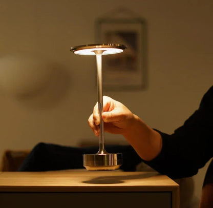 Rechargeable LED Table Lamp Touch Control 4 Brightness Levels Waterproof IP66 Metal Portable Battery Operated for Bedroom Living Room
