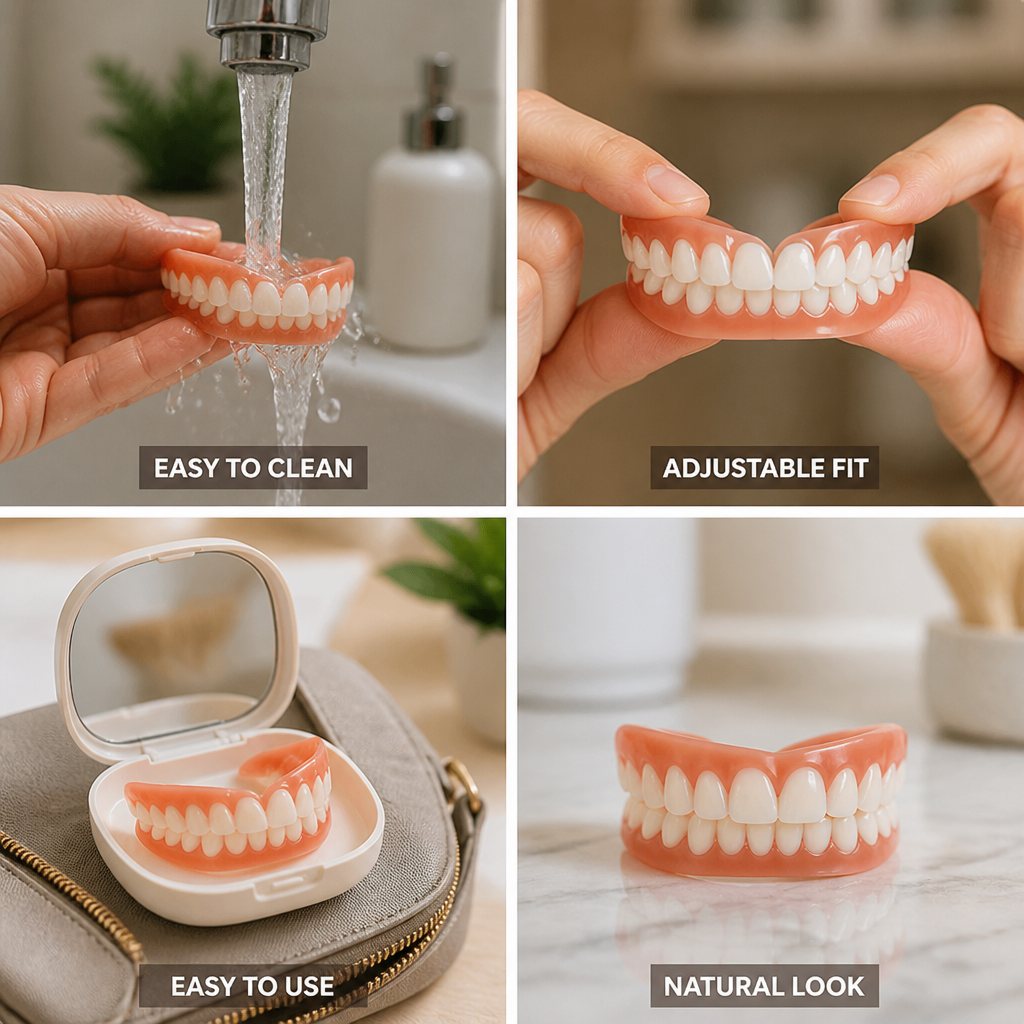 Adjustable Fit Natural-Looking Temporary Veneers (Upper & Lower Set)