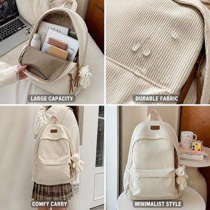 Large-Capacity Corduroy Minimalist Backpack