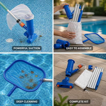 Hose-Powered Venturi Pool Vacuum (5-Section Pole & Mesh Bag)
