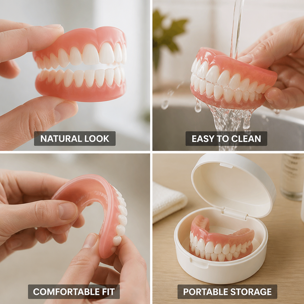 Soft Medical-Grade Heat-Moldable Silicone Denture Set (Full Upper & Lower)