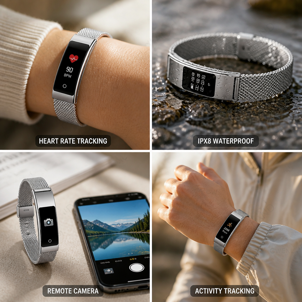 Bracelet connecté étanche IPX8 en alliage de zinc