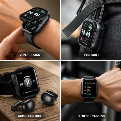 Montre connectée à écran tactile HD avec écouteurs sans fil intégrés