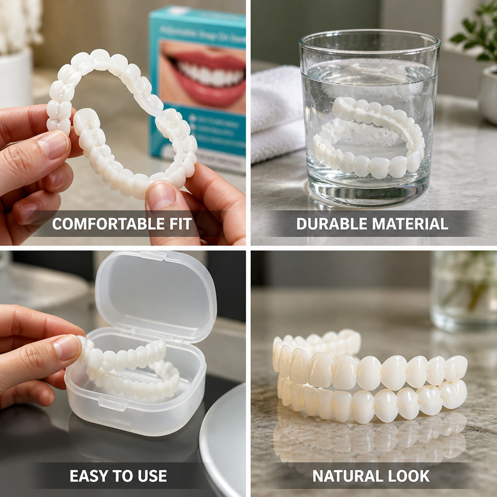 Adjustable Comfort-Fit Denture Set (Upper & Lower, Storage Box)