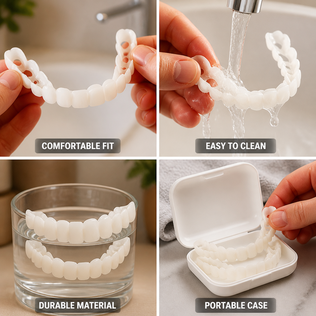 Easy-Clean Removable Upper & Lower Denture Set (2 Pieces)