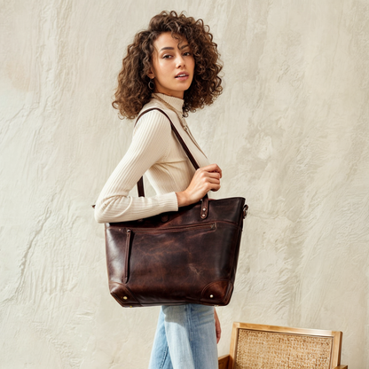 Ortekor Vintage Collection | Leather Tote Bag with Adjustable Strap | Spacious Design for Everyday Elegance