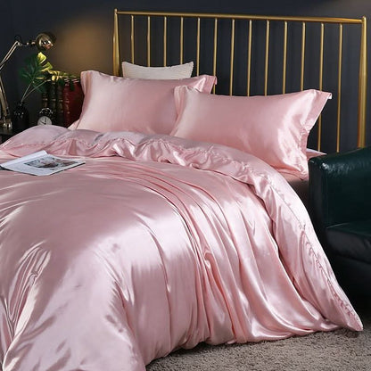 Collection de literie en satin de soie | Ensemble 4 pièces avec housse de couette pour un confort absolu