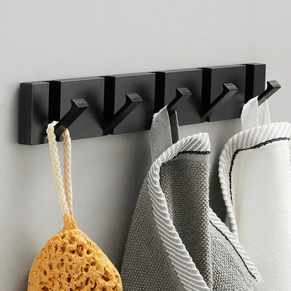 Flip-Up Stainless Steel Hook for Entryway Bathroom Kitchen Space-Saving Coat Towel Rack Organizer Multi-Hook Storage System for Apartment Co