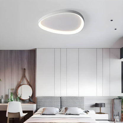 LED Flush Mount Light Fixture 35 in Iron Wave Design Dimmable for Bedroom Living Room Dining Hall Black White Modern Semi-Flush Ceiling Ligh