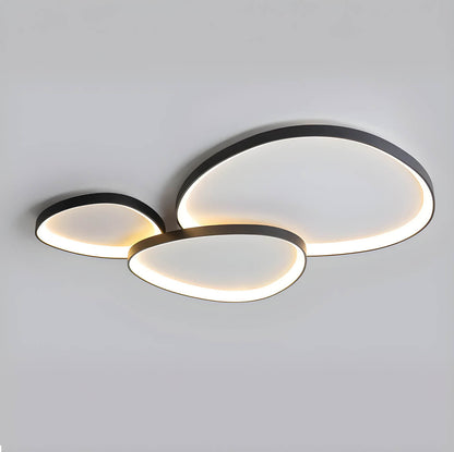 LED Flush Mount Light Fixture 35 in Iron Wave Design Dimmable for Bedroom Living Room Dining Hall Black White Modern Semi-Flush Ceiling Ligh
