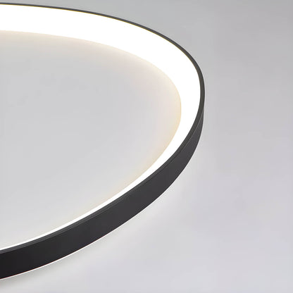 LED Flush Mount Light Fixture 35 in Iron Wave Design Dimmable for Bedroom Living Room Dining Hall Black White Modern Semi-Flush Ceiling Ligh