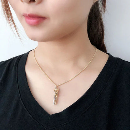 Embrace Necklace Pendant Couple Gift Adjustable Chain Hypoallergenic Stainless Steel Jewelry for Women Men Anniversary Valentine's Day