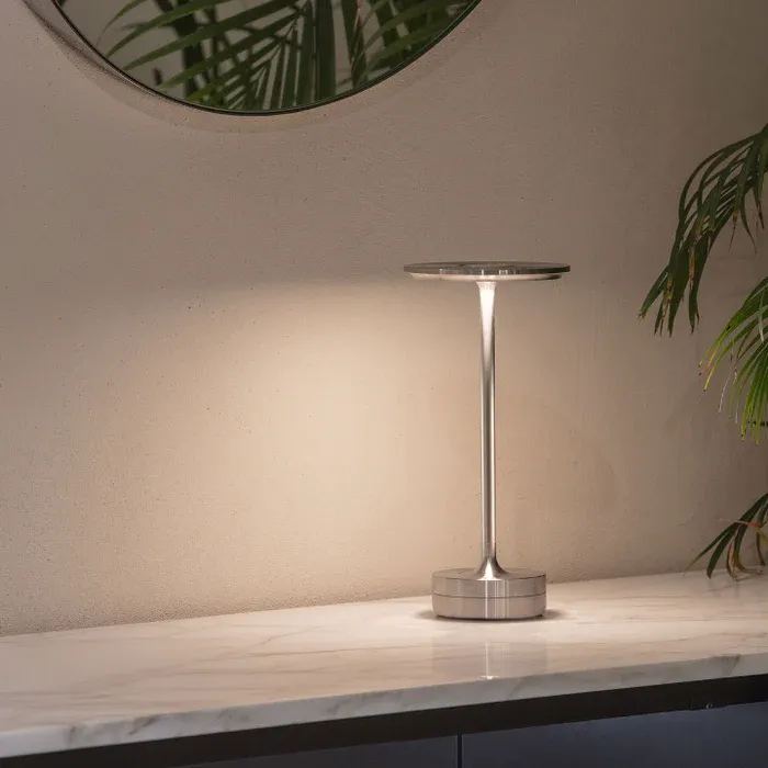 Rechargeable LED Table Lamp Touch Control 4 Brightness Levels Waterproof IP66 Metal Portable Battery Operated for Bedroom Living Room