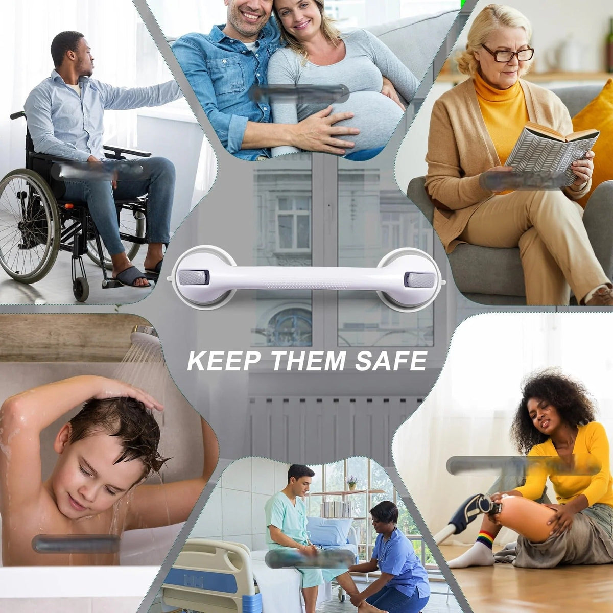 Innovative Bathroom Safety Grab Bar with Suction Cups for Enhanced Stability