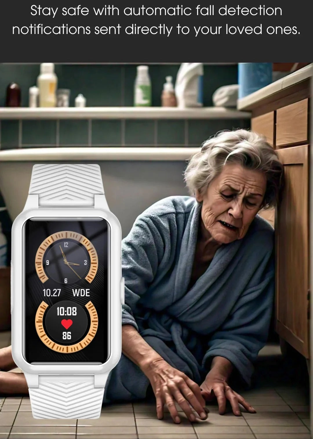 Montre connectée GPS pour seniors, montre avec détection de chute et alerte SOS, montre connectée pour personnes âgées avec rappel de prise de médicaments