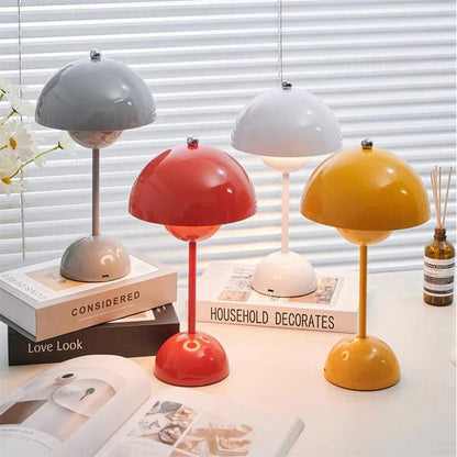Lampe de table champignon en bois rustique