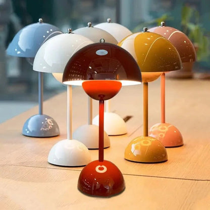 Lampe de table champignon en bois rustique