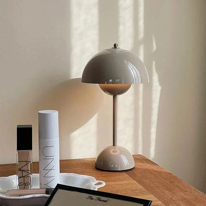Lampe de table champignon en bois rustique