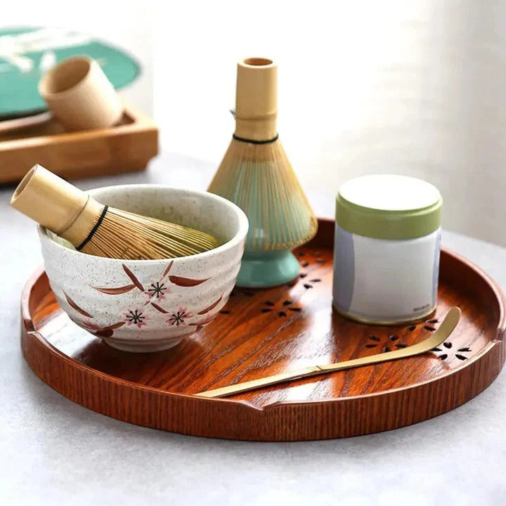 Classic Green Tea Set with Ceramic Cup & Bamboo Accessories - Ortekor
