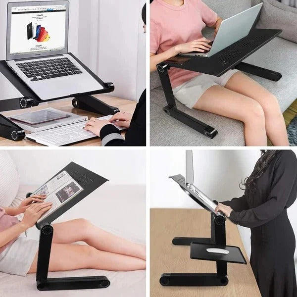 Support portable pour ordinateur portable avec base pliable et refroidissement intégré
