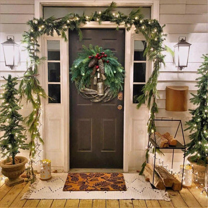 Couronne de Noël festive, Décoration de porte rustique pour Noël