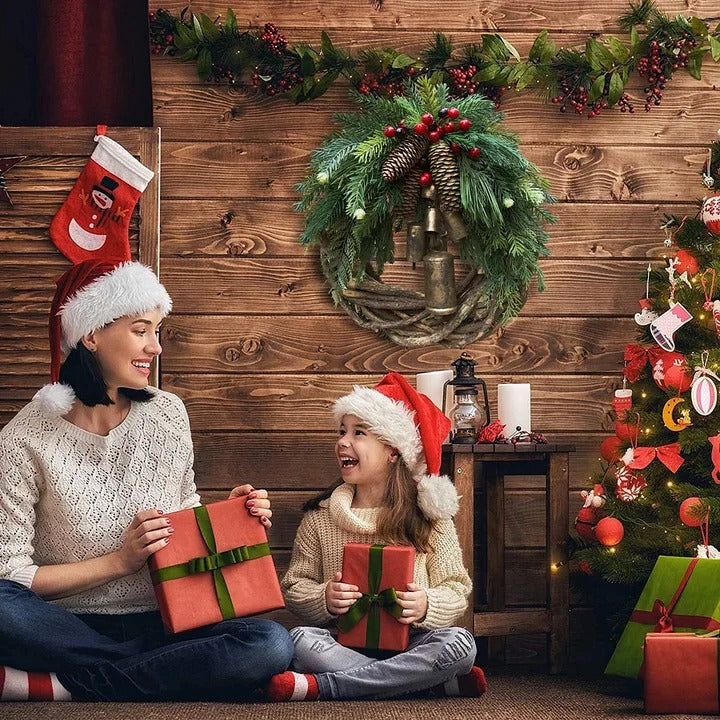 Couronne de Noël festive, Décoration de porte rustique pour Noël