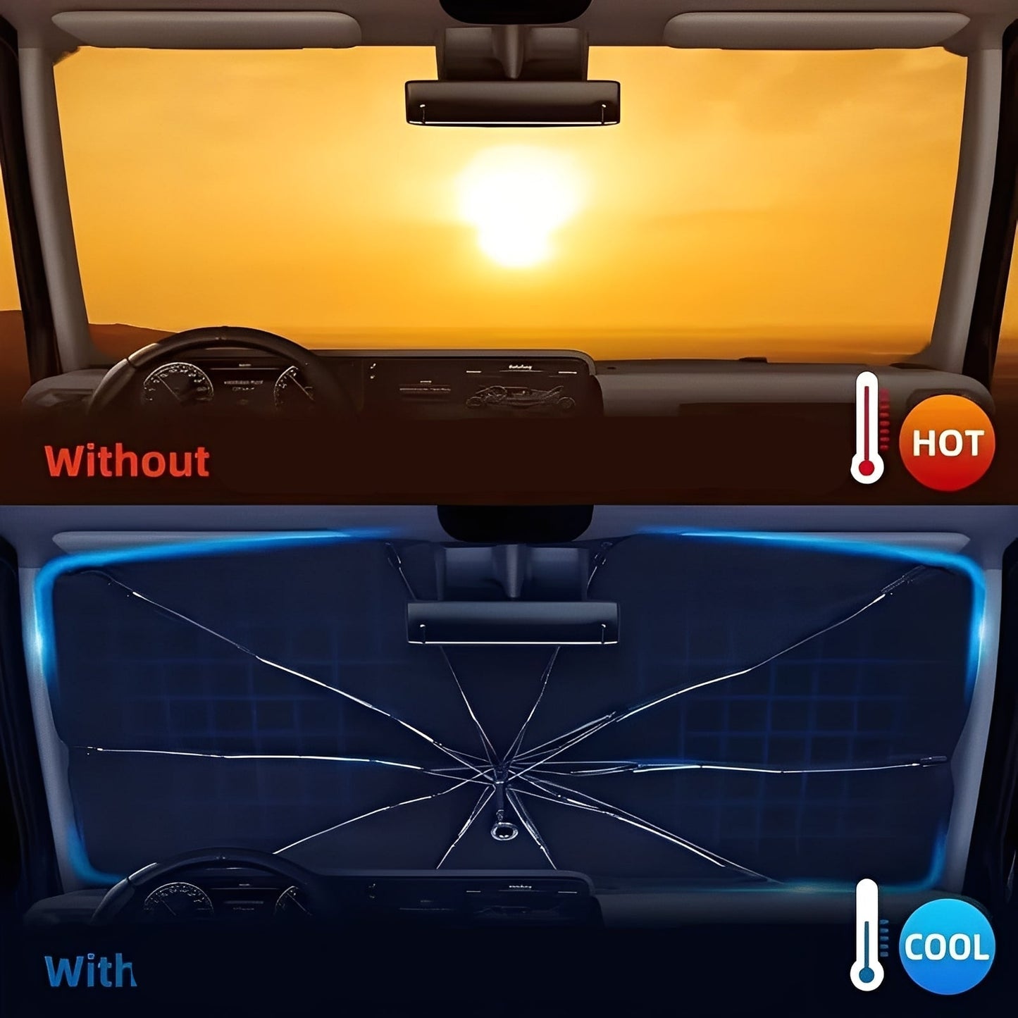 Pare-soleil de voiture portable avec pliage compact