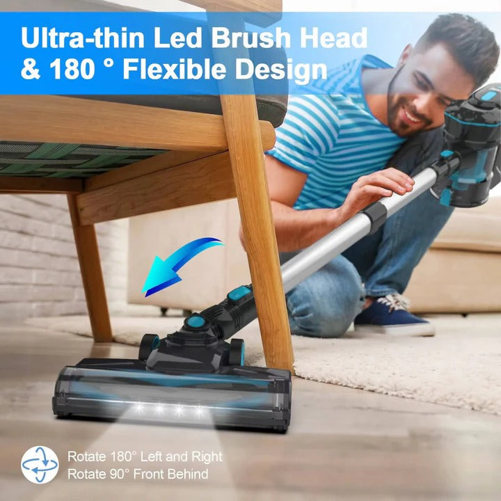 Aspirateur sans fil rechargeable pour la maison avec suceur plat à LED