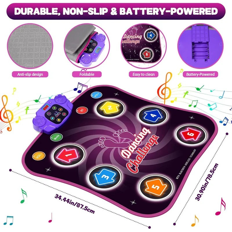 Tapis de danse amusant pour enfants avec lumières et 5 modes de jeu